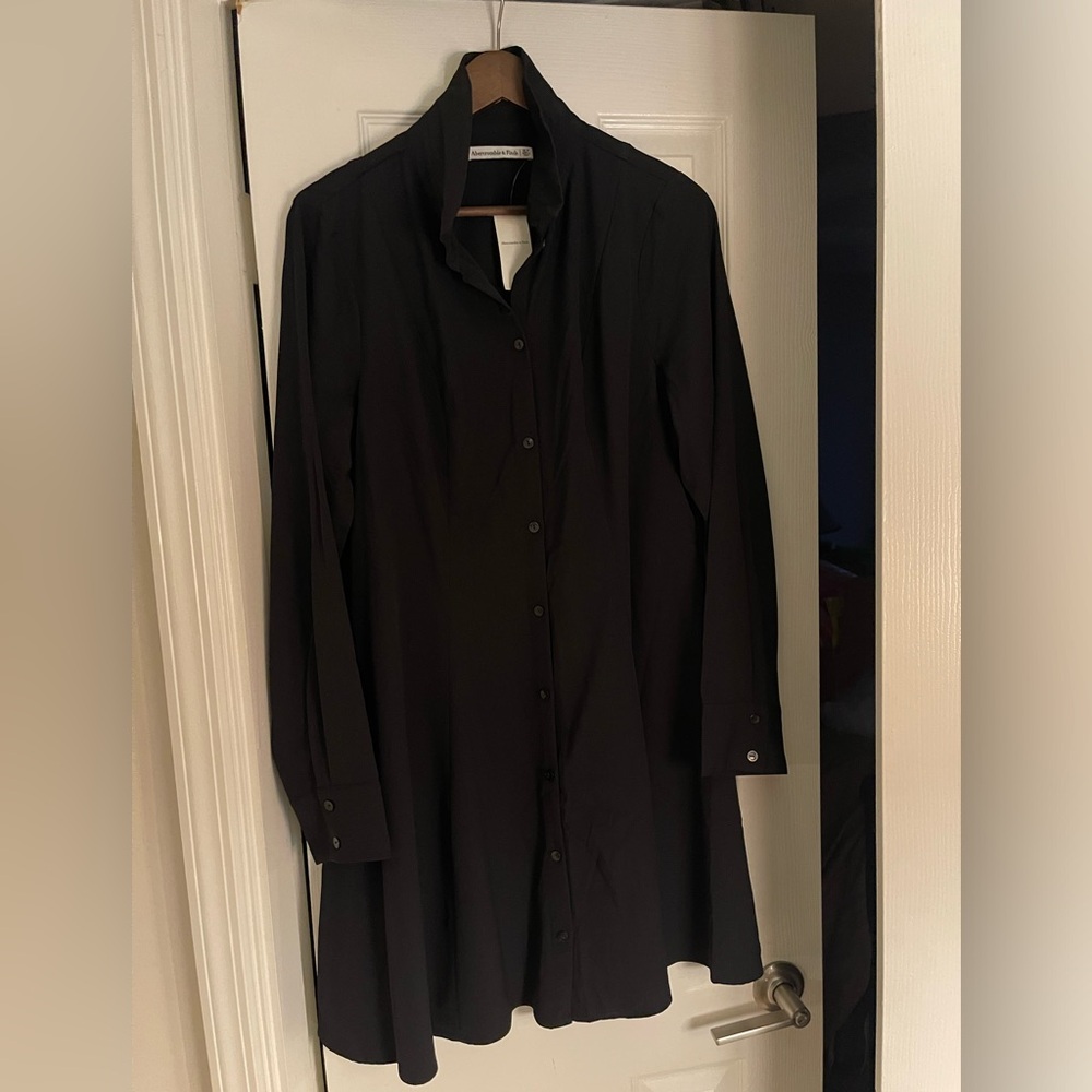 NWT Abercrombie and Fitch Long Sleeve Crepe Shirt Dress